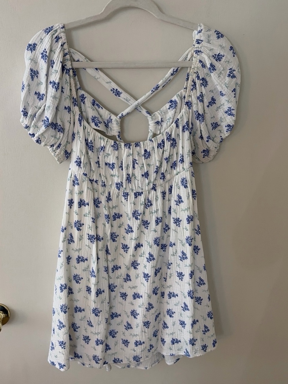 Princess Polly White Mini Dress with Blue Floral Print